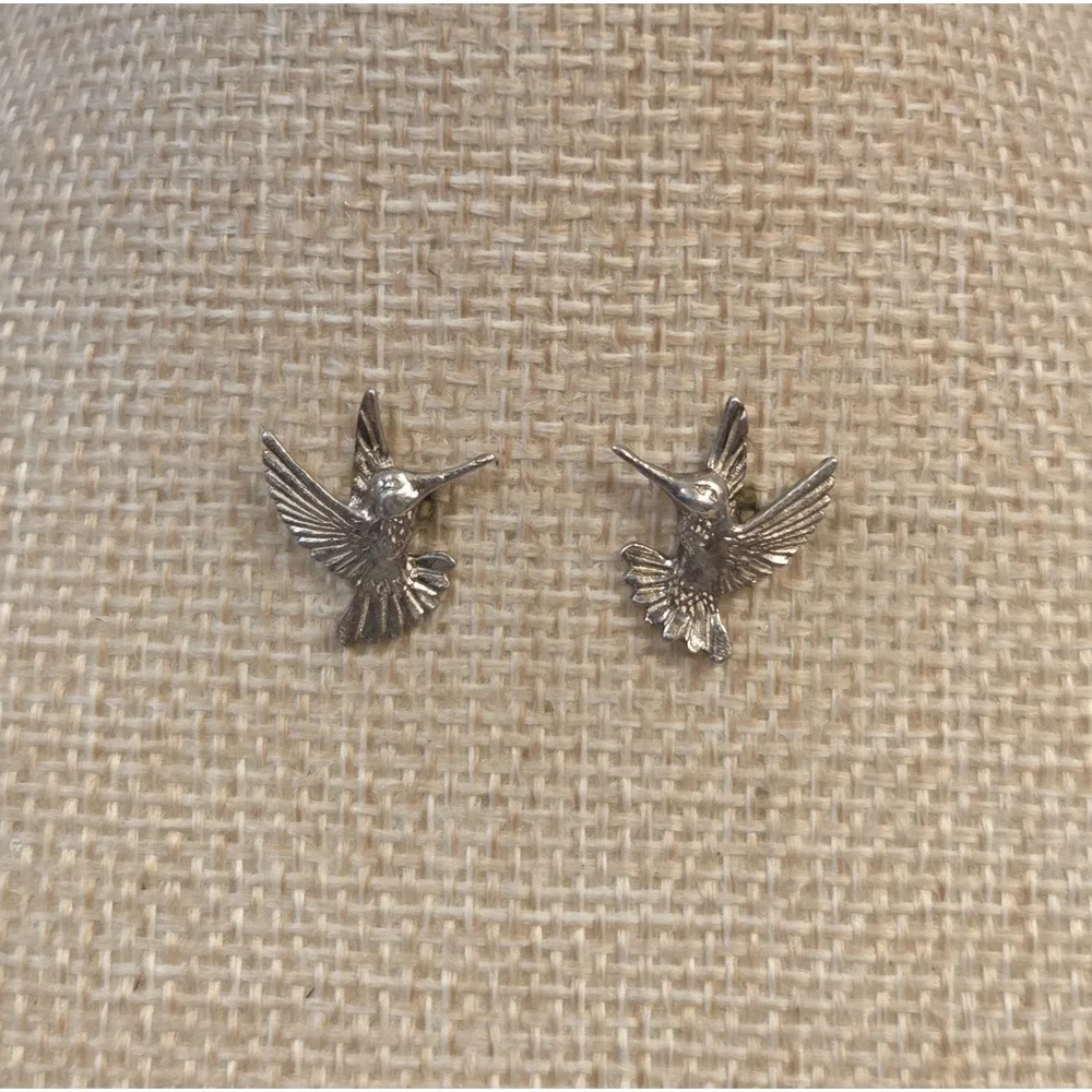 Vintage Sterling Silver CHÂTEAU D'ARGENT Hummingbird Stud‎ Earrings C^A 925